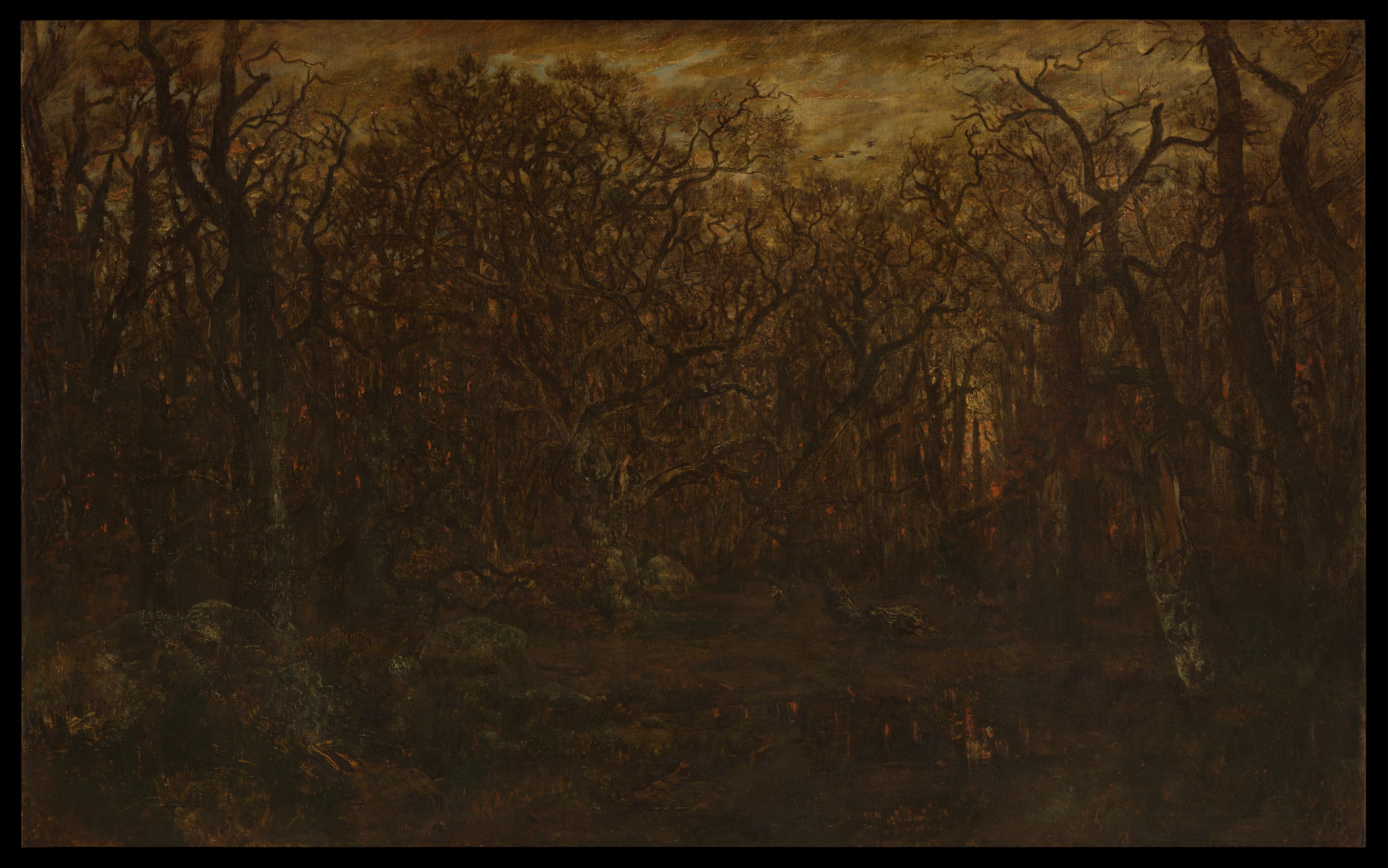 Théodore Rousseau — The Forest in Winter at Sunset