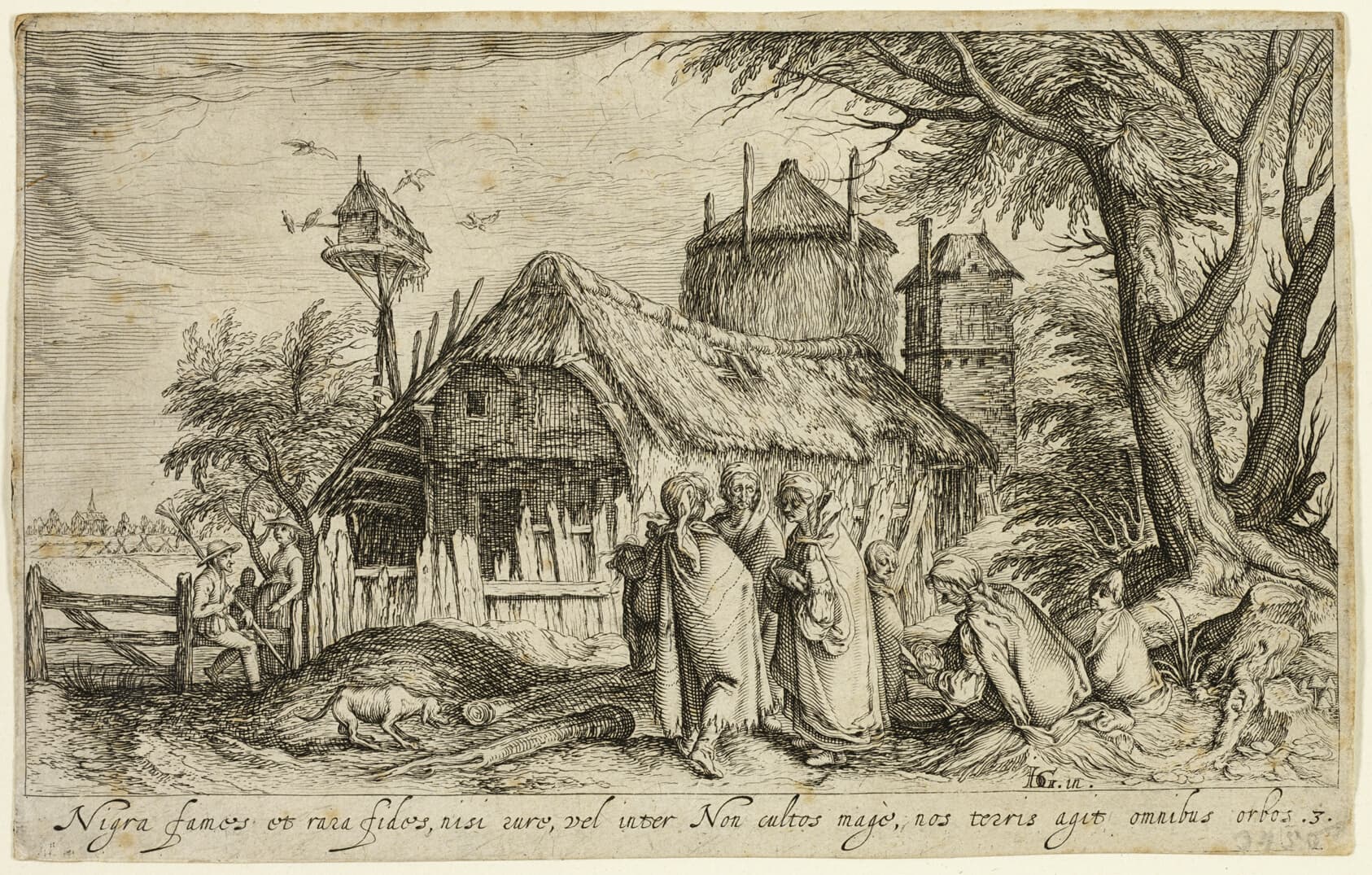 Andries Stock (Dutch, c. 1580-after 1648)
after Jacques de Gheyn II (Dutch, 1565-1629) — Landscape with Gypsy Women Near a Farm Building