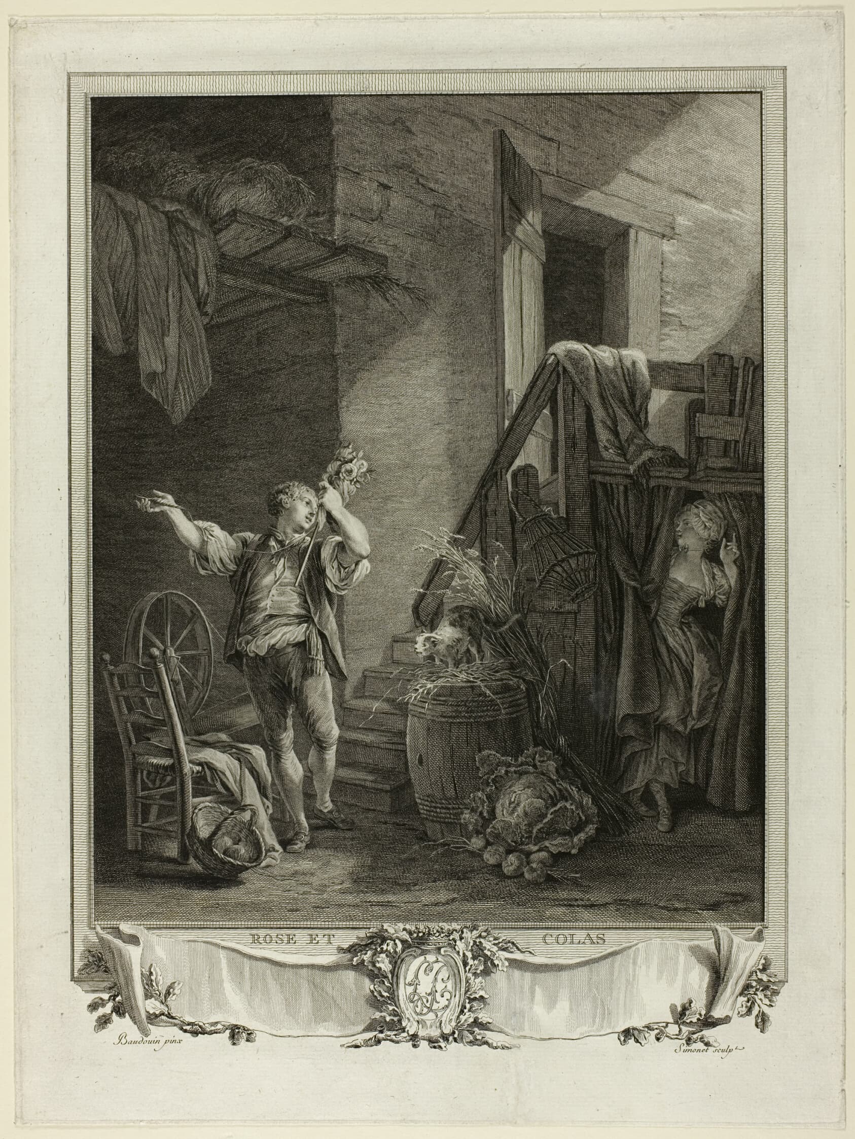 Jean Baptiste Blaise Simonet (French, 1742-1813)
after Pierre Antoine Baudouin (French, 1723-1769) — Rose et Colas (Rose and Colas)
